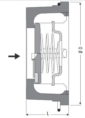 Check Valve PN16 NW65 brass 11mbar Opening Pressure