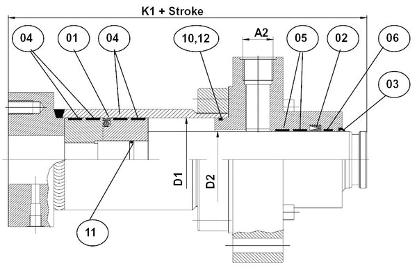 Hydraulic Cylinder Seal Set D125xd70 Post Suction