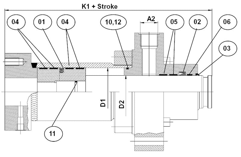 Hydraulic Cylinder Seal Set D100xd70 Post Suction